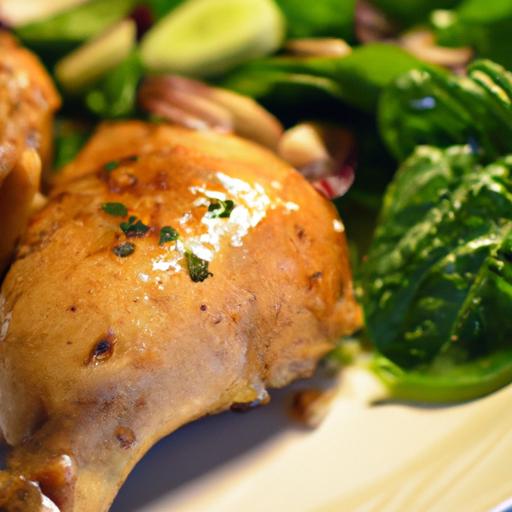 Wholesome Baked Chicken Paired with Fresh Spinach Salad