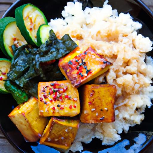 Savory teriyaki Tofu Bowl with Rice & Vibrant Veggies