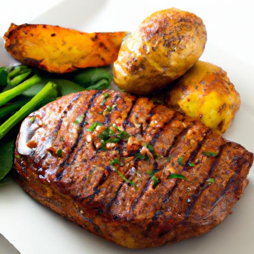 Savor the Perfect Grilled Steak with Baked Potatoes & Greens