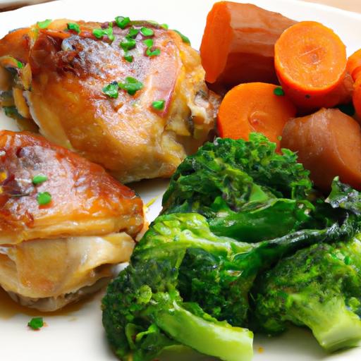 Hearty Baked Chicken Thighs with Sweet Potatoes & Broccoli