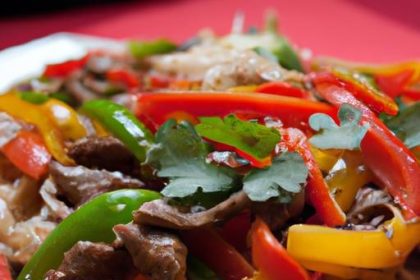Sizzling Beef Stir-Fry with Bell Peppers & Rice Noodles Delight