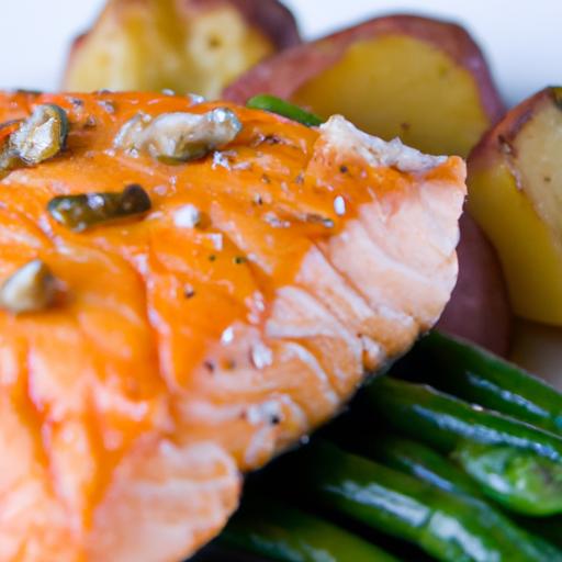 Wholesome Baked Salmon with Sweet Potato and Green Beans Delight